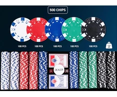 Engelhart pokerio rinkinys metalinėje dėžėje 500 vnt. 11,5 g žetonų kortos kauliukai 320915