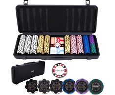 Engelhart pokerio rinkinys su 500 žetonų, 14 g, dviem kaladėmis ir juodu lagaminu, 320960