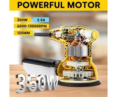 Enventor elektrinė orbitinė šlifuoklė 300 W, 6 greičių, 125 mm, rinkinys su 16 švitrinio popieriaus lapų, AJ3