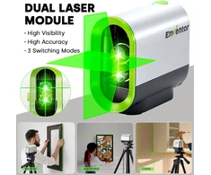 Enventor kryžminis žalias lazerinis nivelyras 25 m, IP54, 01-Vert-chargement Usb
