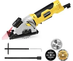 Enventor mini diskinis pjūklas 580 W su lazerine linija, reguliuojamu pjovimo gyliu ir 3 diskais, modelis 76601 l-1