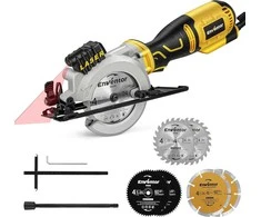Enventor mini diskinis pjūklas, 705 W, 3500 aps./min., lazerinė linija, 115 mm diskai, 42,8 mm pjovimas, modelis 76604 l