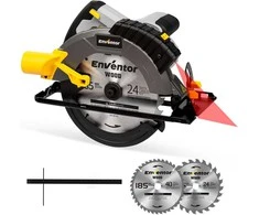 Enventor rankinis diskinis pjūklas 1650 W, 5500 aps./min.., lazerinis vedlys, 185 mm diskas, pjovimas iki 62 mm, 76339