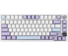 EPOMAKER Ajazz AK820 Pro belaidė 75% mechaninė žaidimų klaviatūra su TFT ekranu, RGB, BT 5.1/2.4 GHz, USB-C, balta–violetinė