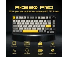EPOMAKER Ajazz AK820 Pro bevielė mechaninė klaviatūra, RGB, TFT ekranas, pilka