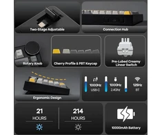 Epomaker AK820 V2 belaidė mechaninė klaviatūra 75% su RGB, 2.4 GHz, Bluetooth, Hot-Swap