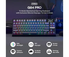 EPOMAKER belaidė mechaninė klaviatūra 75 proc. 81 mygtukas, silikoniniai klavišai, RGB, Hot Swap, 8000mAh, US QWERTY, G84 PRO
