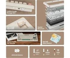 EPOMAKER belaidė mechaninė klaviatūra su LCD ekranu, RGB apšvietimu, QMK/VIA, 80 mygtukų, Hot-Swap, RT82