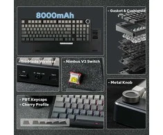 EPOMAKER belaidė mechaninė žaidimų klaviatūra, 96 %, 8000 mAh, RGB apšvietimas, F99 PRO