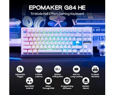 EPOMAKER belaidė žaidimų klaviatūra G84 HE, magnetiniai Hall efektų jungikliai, RGB, QWERTY, 8K Hz, Win/Mac