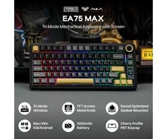 EPOMAKER EA75 MAX belaidė 75% mechaninė žaidimų klaviatūra su RGB, TFT ekranu ir Ice jungikliais, juoda