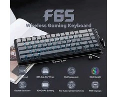 EPOMAKER F65 65% mechaninė tri-režimo RGB klaviatūra, juoda
