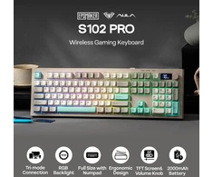 EPOMAKER S102 PRO membraninė žaidimų klaviatūra su Bluetooth, 2,4 GHz, USB-C ir RGB apšvietimu
