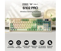 Epomaker S102 PRO žaidimų klaviatūra su TFT ekranu, RGB, BT/2.4G/USB, membraninė, skaičių blokas