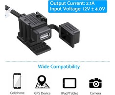 eSynic motociklo USB įkroviklis, vandeniui atsparus, 24 W, 1,82 m kabelis, LATAT057
