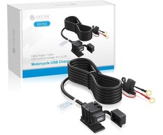 eSynic motociklo USB įkroviklis, vandeniui atsparus, 24 W, 1,82 m kabelis, LATAT057