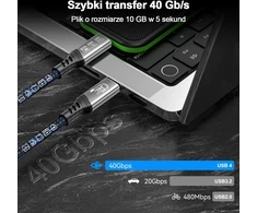 EUDOBEL 2 m USB-C Thunderbolt 4 kabelis, 240 W, 40 Gb/s, 8K, E-W0307
