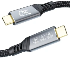 EUDOBEL 2 m USB-C Thunderbolt 4 kabelis, 240 W, 40 Gb/s, 8K, E-W0307