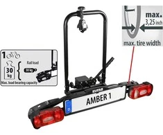 EUFAB dviračio laikiklis Amber 1 automobiliui ant kablio, 1 dviračiui, tinka elektriniams dviračiams, juodas