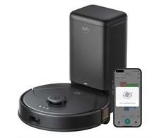 eufy dulkių siurblys robotas su savaiminio išsivalymo stotele, Twin-Turbine 2×4000 Pa, lazerinė navigacija, Clean X8 Pro