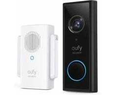 eufy Security Video Doorbell S220 bevielis 2K vaizdo durų skambutis su gongu, juodas