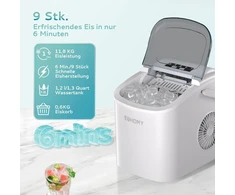 EUHOMY ledo kubelių gaminimo aparatas, savivalydis, 12 kg per dieną, 1,2 l talpa, nešiojamas