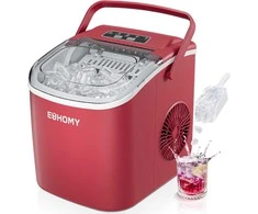 EUHOMY ledukų gaminimo aparatas, 9 ledukai per 6 min., 12 kg per parą, savaiminis valymas, raudonas, B0DG8Q9V3F