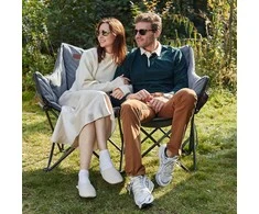 EVER ADVANCED sulankstoma dvivietė kempingo sofa, XXL, 320 kg, plieno rėmas, aukštas atlošas, pilka, FC-97820-LTGY-EUEA