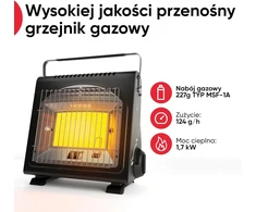 EVOCAMP nešiojamas dujinis šildytuvas 1,7 kW, keraminis, lauko naudoti, BDZ-Q1000