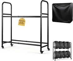 EXLECO reguliuojamas padangų stovas iki 8 padangų su ratukais, 63–108 cm, 198603