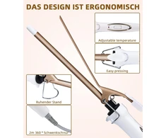 Exyvox keraminės garbanojimo žnyplės 9 mm, 120–220 °C, Rose auksinis curling irons