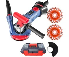 FANZTOOL betono šlifuoklis 1500 W su reguliuojamu greičiu, 125 mm deimantiniais diskais, T formos rankena