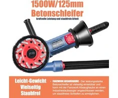 FANZTOOL betono šlifuoklis 1500 W su reguliuojamu greičiu, 125 mm deimantiniais diskais, T formos rankena