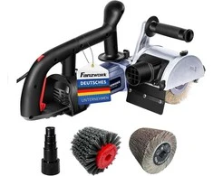 FANZWORK satinavimo mašina 1500 W, reguliuojamas greitis, priedai, dulkių jungtis, V2 rinkinys: žalvario, nailono ir švitrinio popieriaus priedai