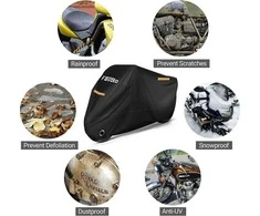Favoto motociklo uždangalas iš Oxford 210T audinio, vandeniui atsparus, XXXL 265x105x125 cm, FTEU-Motor-Cover-XXXL