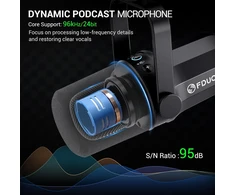 FDUCE dinaminis podcastų mikrofonas su USB ir XLR jungtimis, statyvu ir valdikliais SL40 Plus