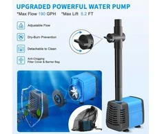 FEOXSHAL saulės energijos tvenkinio pompa, 15 W, 720 l/h, 4 purkštukai, sodo fontanams