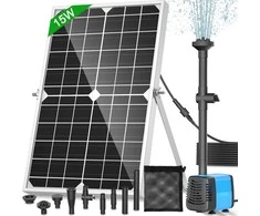 FEOXSHAL saulės energijos tvenkinio pompa, 15 W, 720 l/h, 4 purkštukai, sodo fontanams