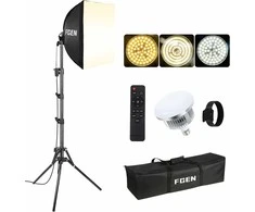 FGen LED softbox apšvietimo rinkinys 40x40 cm, 85 W su stovu 150 cm