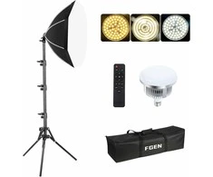 FGen LED softbox studijos rinkinys, 50 cm aštuonkampis, 85 W, 2700–6400 K, stovas 150 cm