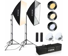 FGen LED studijinis softbox apšvietimo rinkinys, 2x 50x70 cm, 85 W, 2700–6400 K