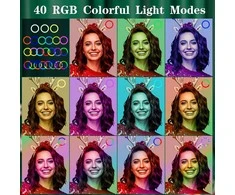 FGRYB 10 cm RGB LED žiedinė lempa su statyvu, reguliuojama spalva ir ryškumu, modelis MJ26, tinka makiažui, fotografijai, vaizdo įrašams, selfiams