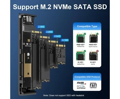 FIDECO M.2 NVMe ir SATA SSD dėklas su USB 3.2 Gen 2 10 Gbps, M211F