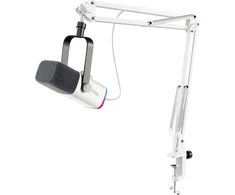 FIFINE dinaminis mikrofonas USB/XLR su RGB apšvietimu, baltas, MI34