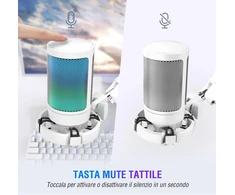 FIFINE USB kondensatorinis mikrofonas su RGB apšvietimu ir triukšmo slopinimu MI33