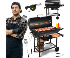 Five-Star Grill&amp;Chill Five-Star Grilis&amp;Chill anglinė lauko kepsninė su dangčiu, termometru ir ratukais, 71 x 35 cm, GC0002