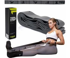 Fizyo jogos ir tempimo diržas su 10 kilpų, 125 cm, pilka / juoda