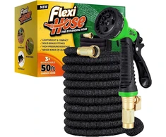 Flexi Hose elastingas sodo laistymo žarna, 15 m, lateksas, žalvariniai sujungimai, juoda