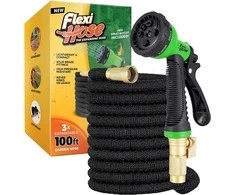 Flexi Hose ultra elastinga sodo laistymo žarna, 30 m, žalvario jungtys, 8 režimai, juoda