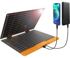 FlexSolar saulės įkroviklis 20 W, IP67, USB-A ir USB-C jungtys, nešiojamas, sulankstomas, HDS20